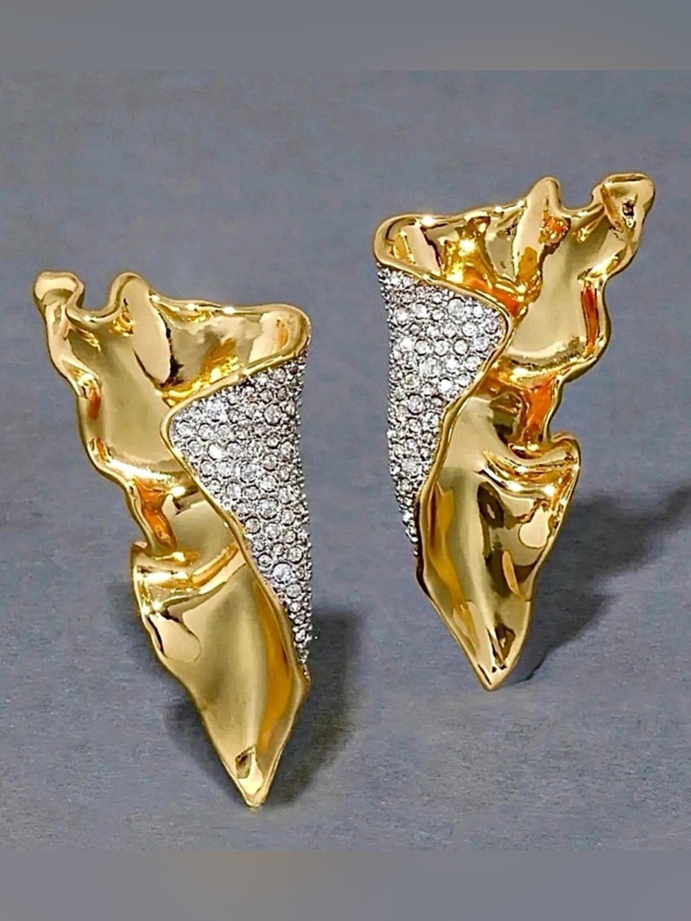 Alexis Bittar Solanales Folded Gold Tone Crystal Accent Earrings